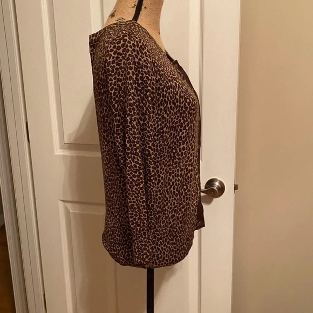 Michael Michael Kors Leopard Print Snap Front Sweater Color: Black/Brown Size: M
